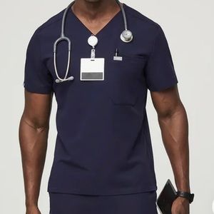 FIGS Men’s Leon Two-Pocket Scrub Top - Navy - 2XL - Brand New